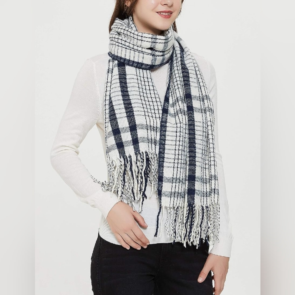 Wander Agio Women's Fashion Long Shawl Big Grid Winter Warm Lattice Large Scarf